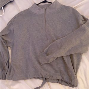 Grey Old Navy cropped quarter zip.